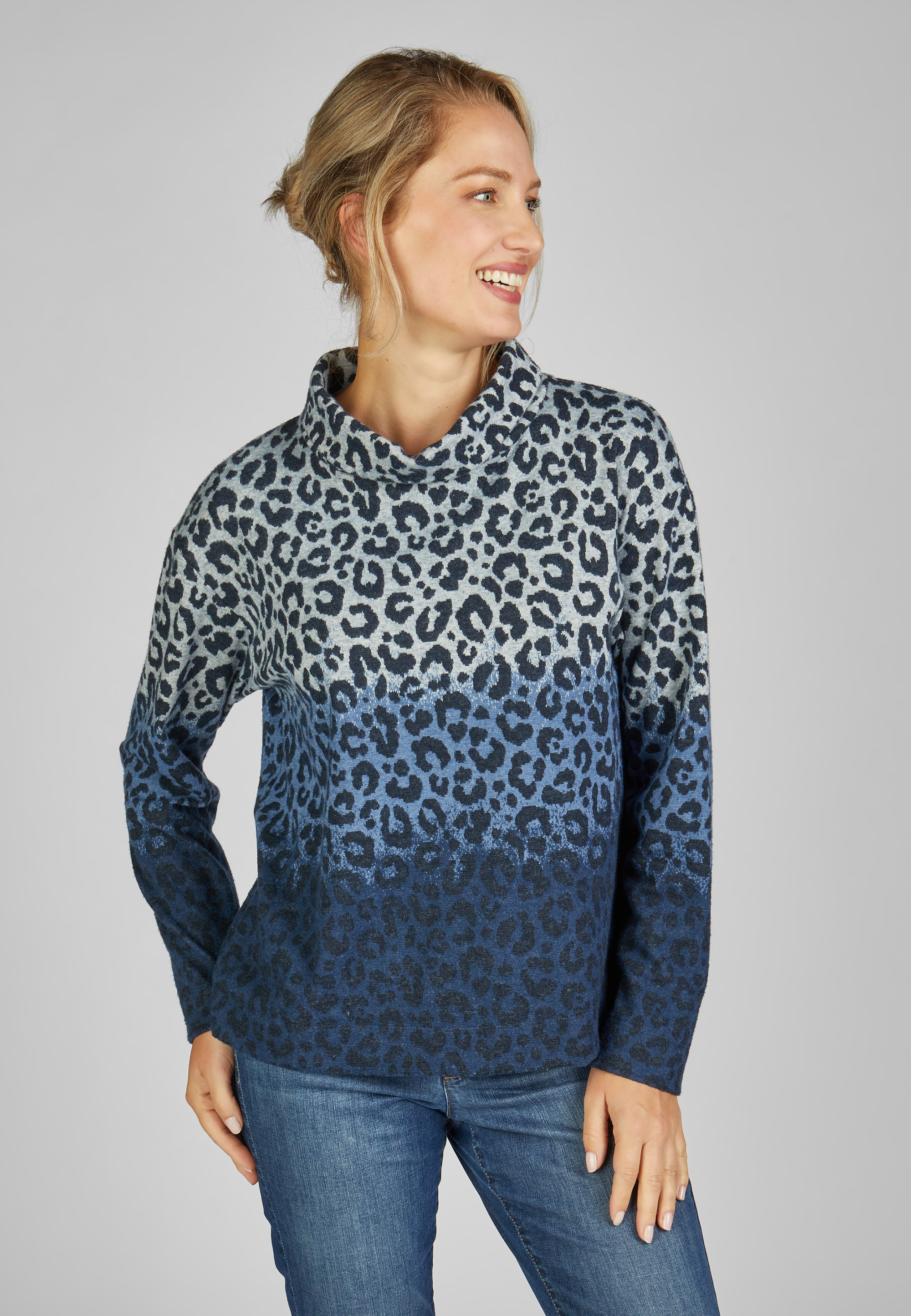Sweatshirt mit Farbverlauf und Animal-Muster