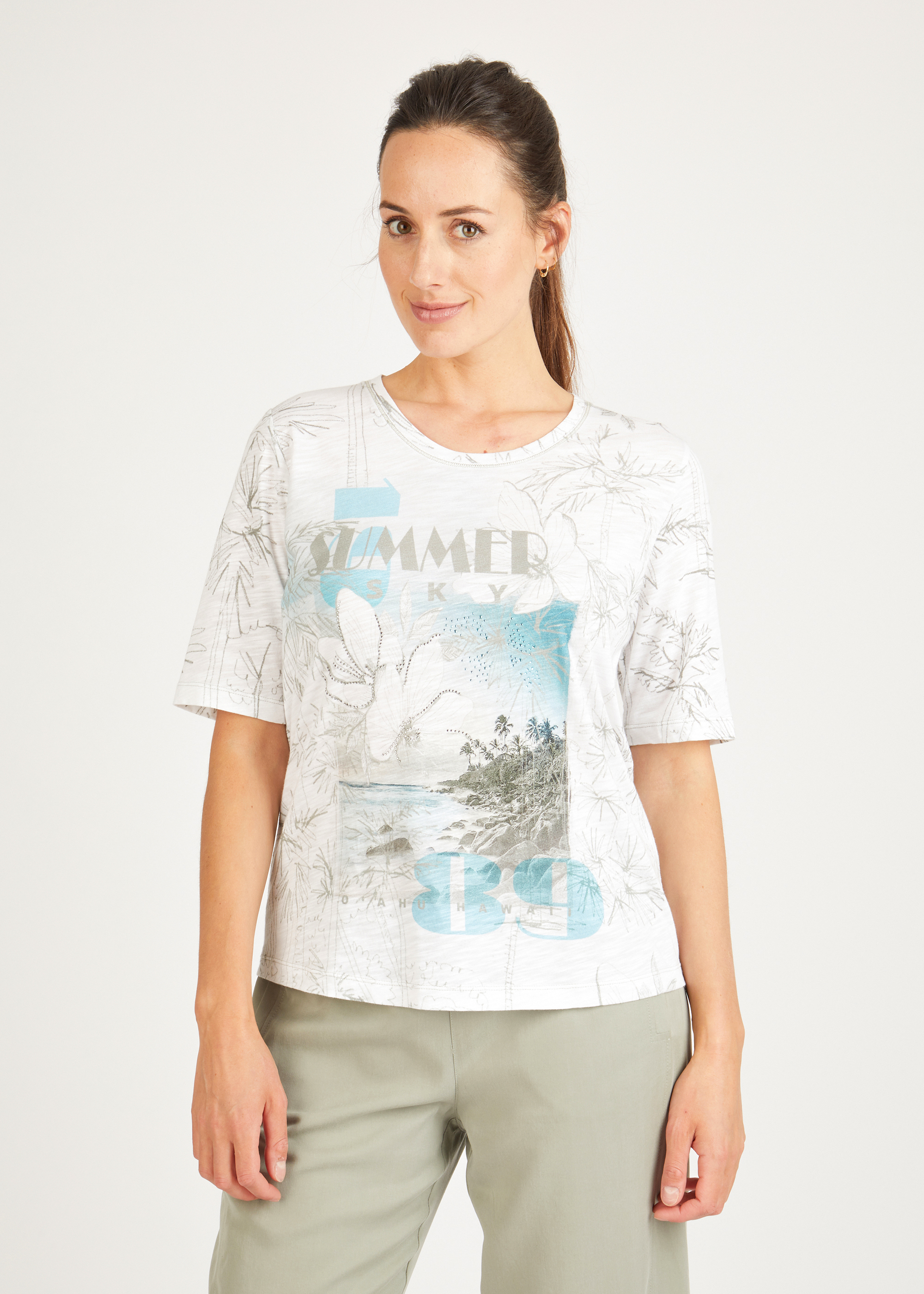 T-Shirt aus Cotton-Viskose Jersey mit Südsee-Print