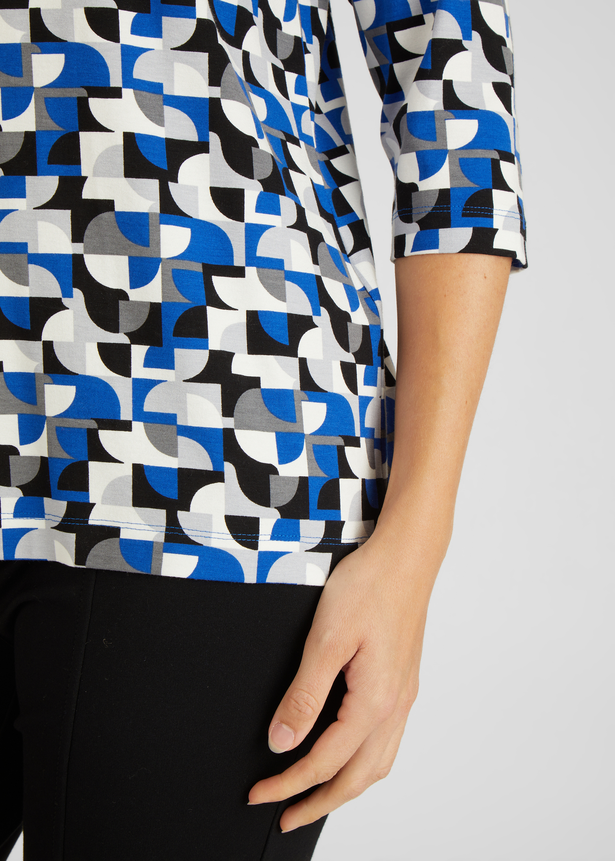 Shirt mit 3/4-Arm und geometrischem Muster