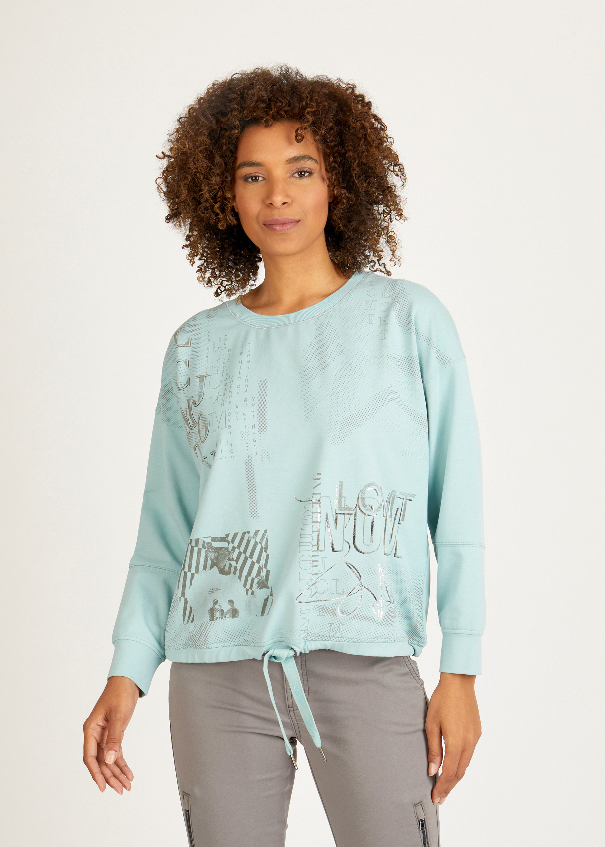 Sweatshirt mit Print und Schlaufenband