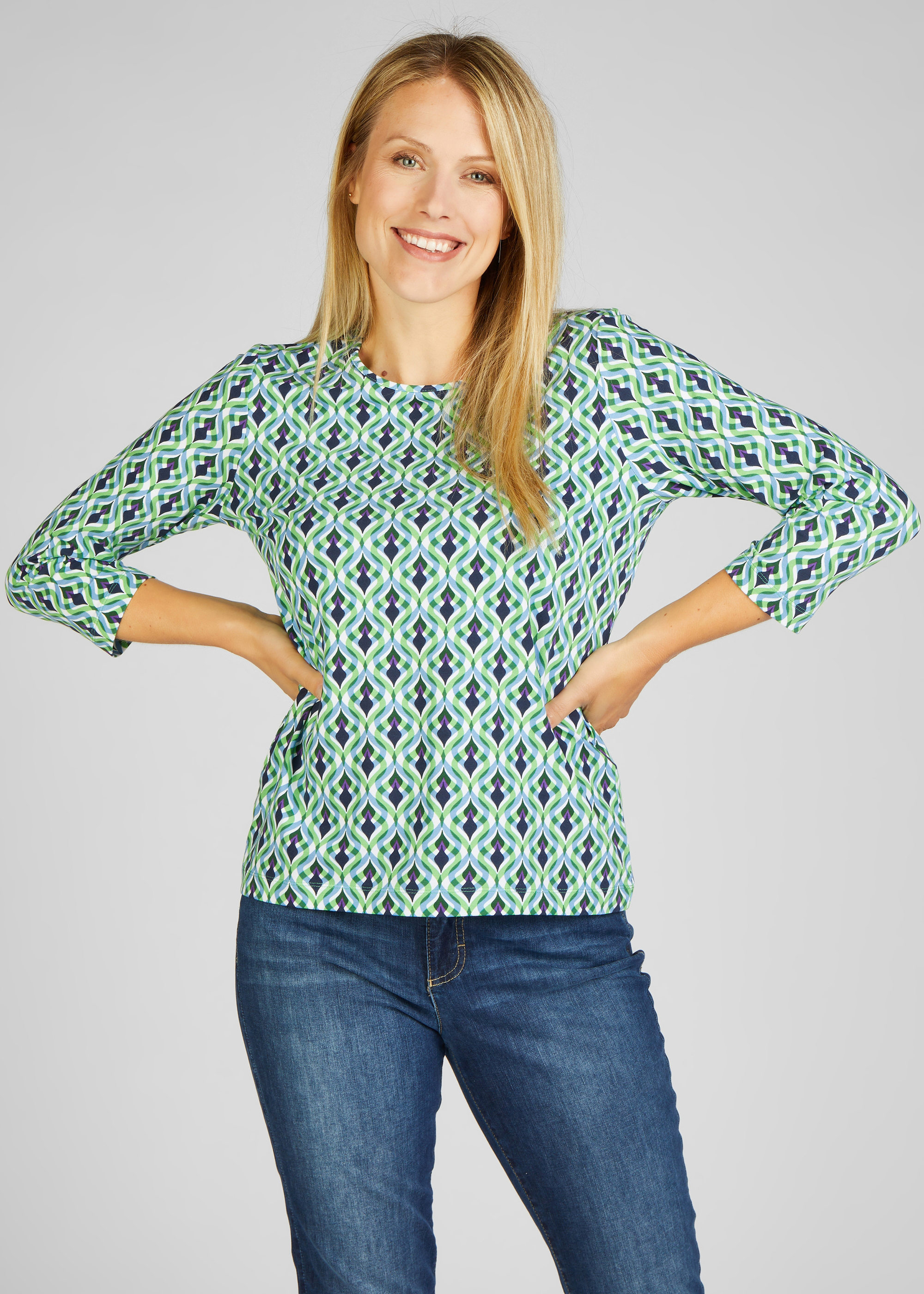 Shirt mit grünem Allover-Muster