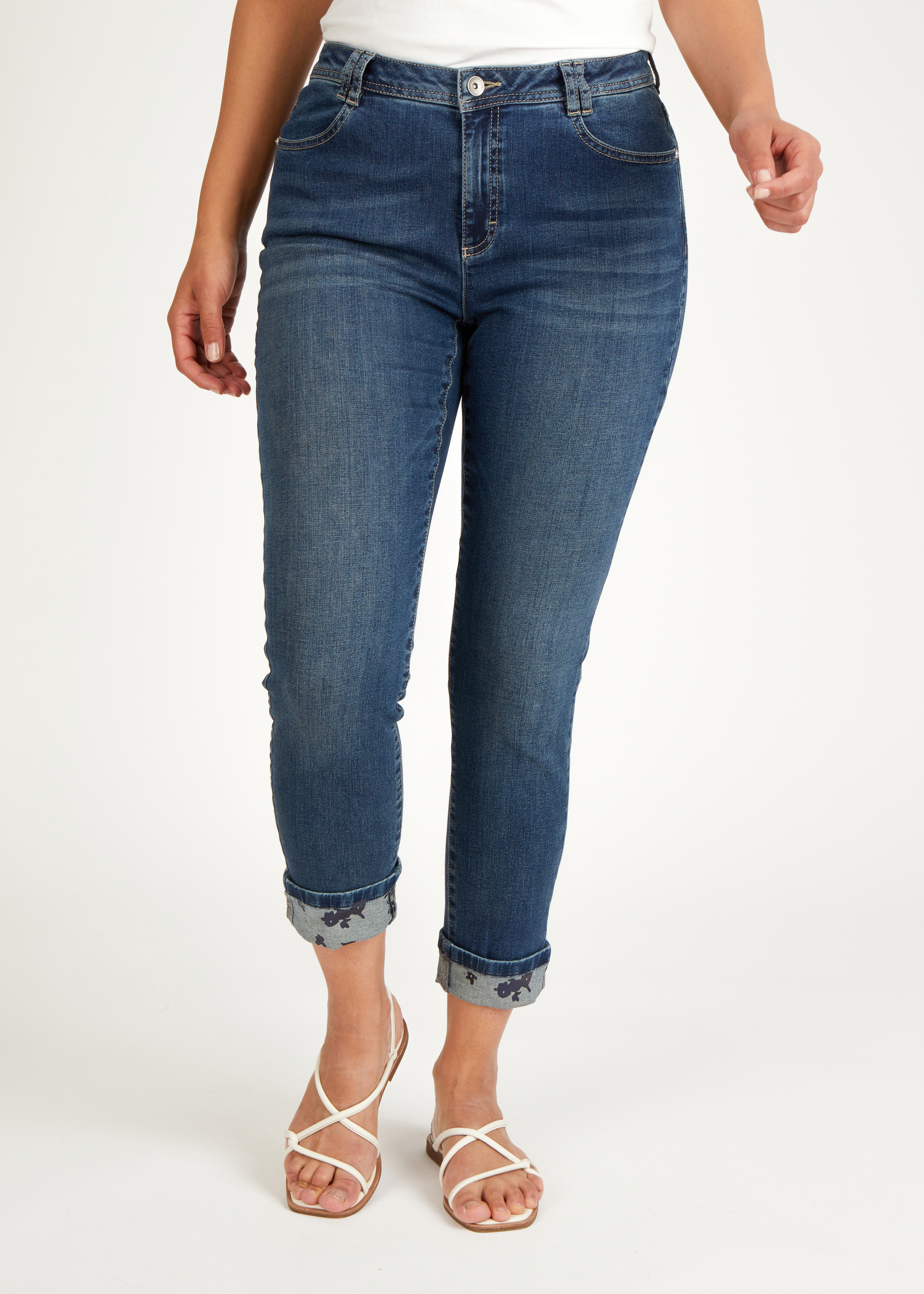 Jeans in Cotton-Qualität mit floralem Print