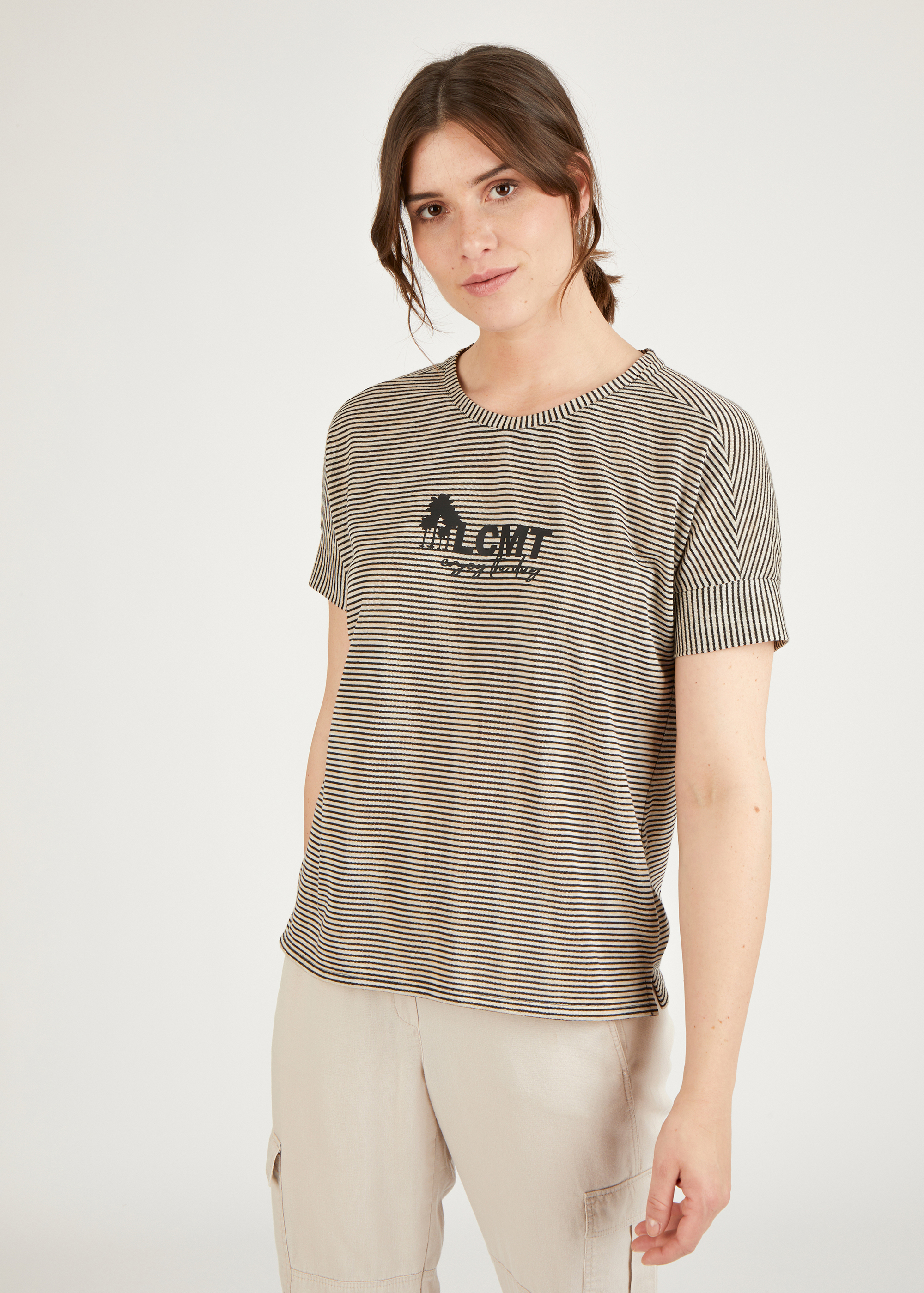 T-Shirt mit Strickstruktur und Front-Print