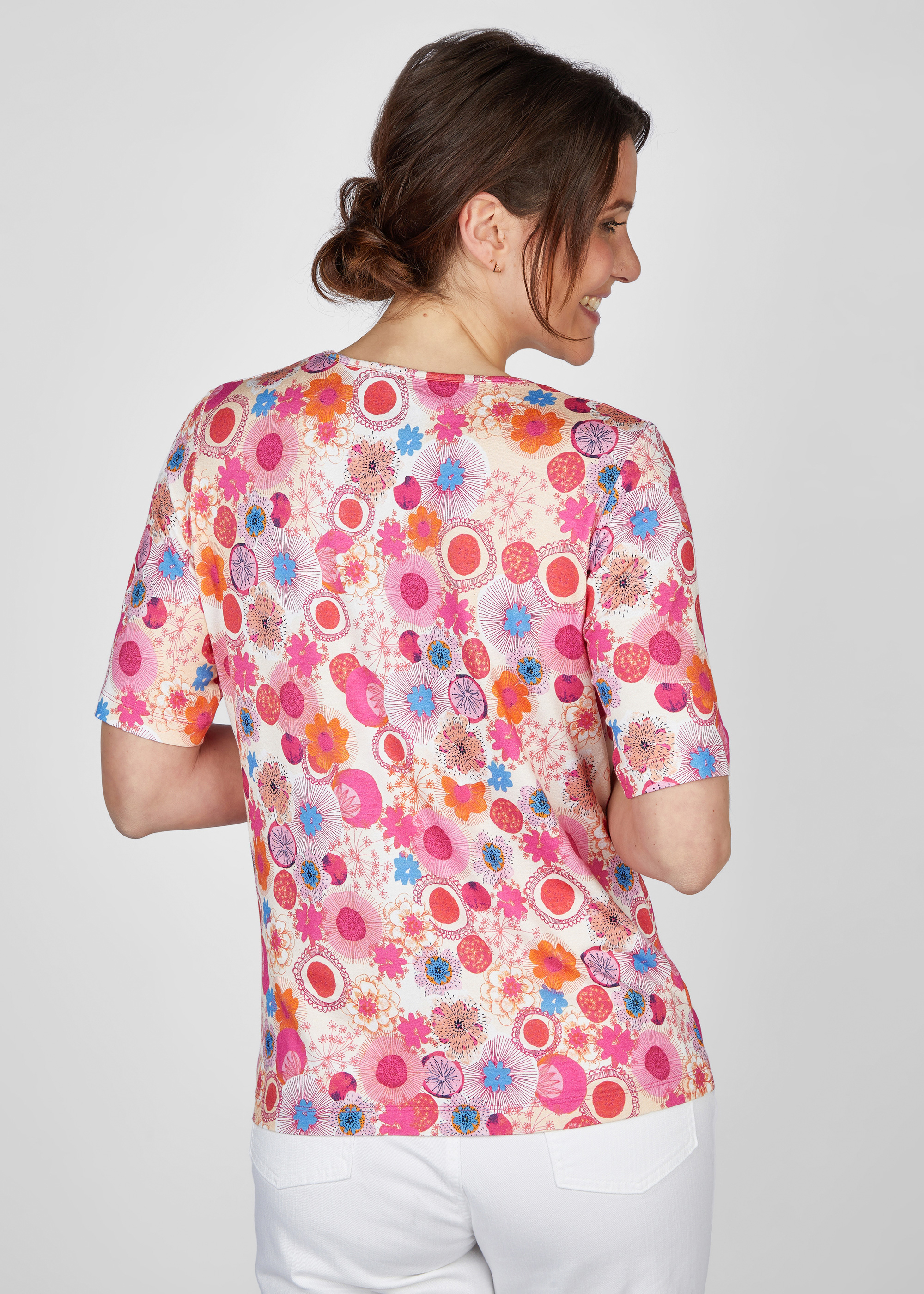 T-Shirt mit abstraktem Blumenmuster
