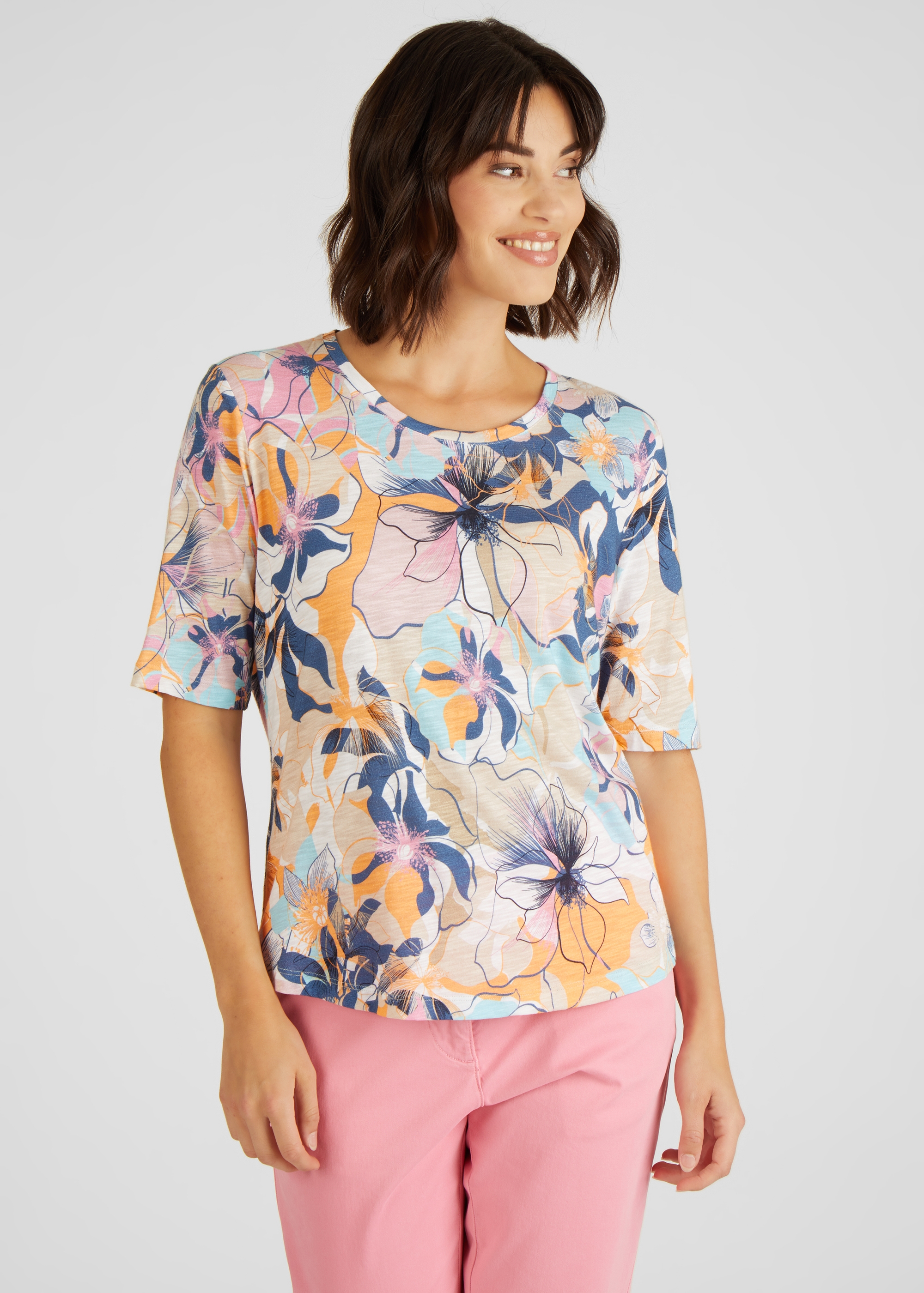 T-Shirt mit kurzen Ärmeln und Blumenmuster