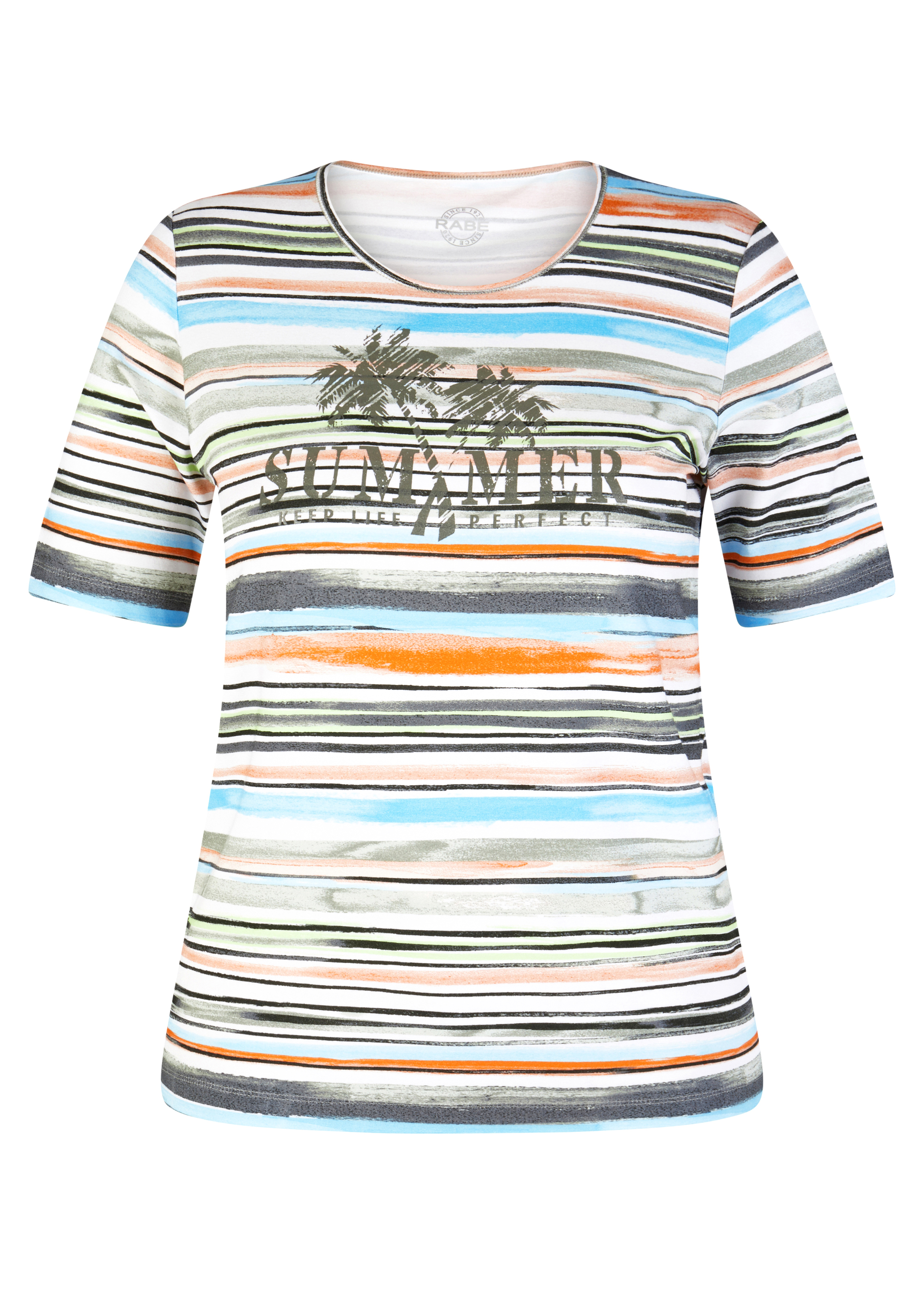Gestreiftes T-Shirt mit Summer-Print